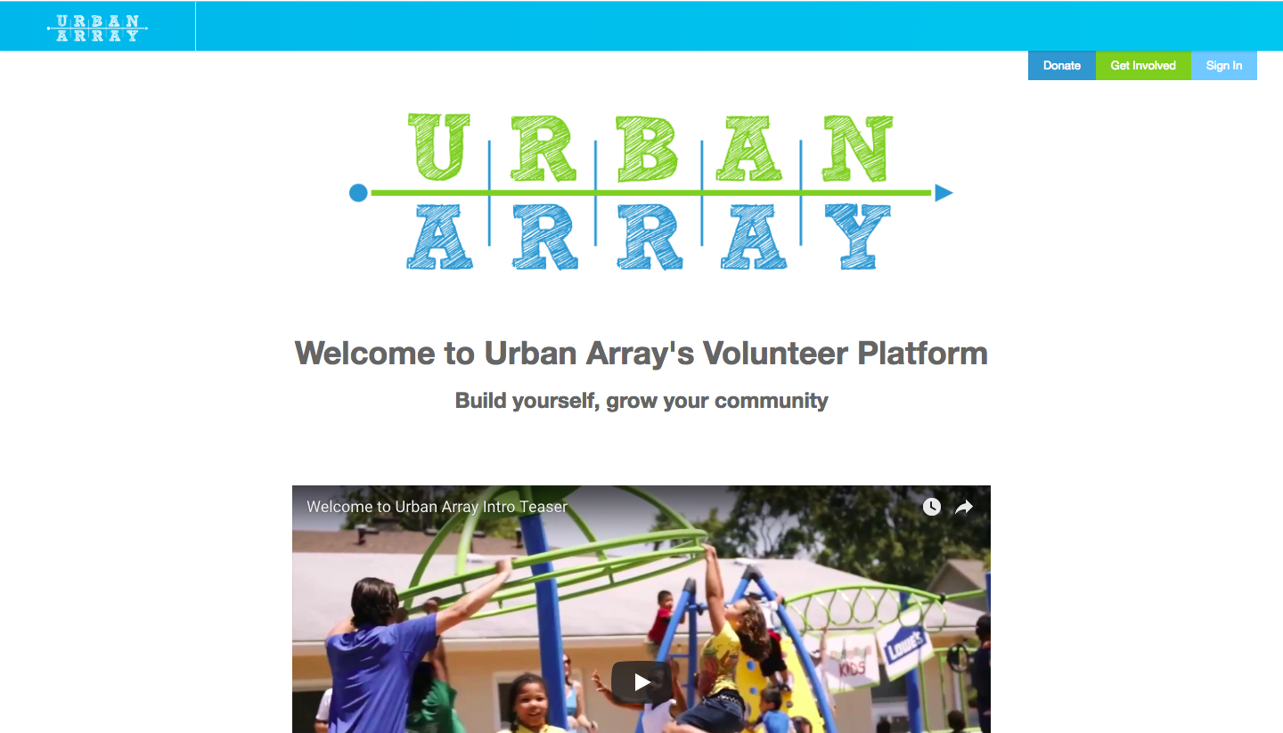 Urban Array welcome page